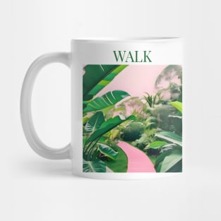 Tropical Walk - Jungle Vibes Tee, Exotic Nature-inspired Shirt, Wanderlust T-shirt, Aesthetic Jungle Design, Pink and Green Tee Mug